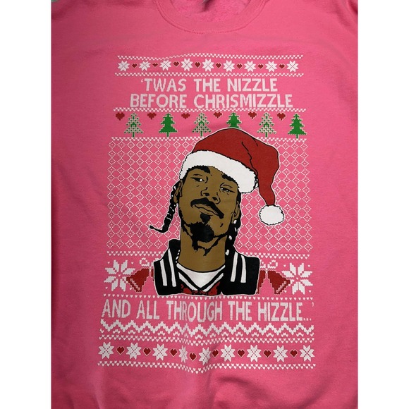 Twas The Nizzle Before Chrismizzle Sweatshirt Mens Medium Jerzees Funny Xmas - Picture 2 of 6